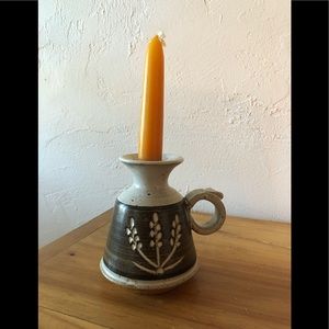 Farmhouse decor glazed pottery candle holder